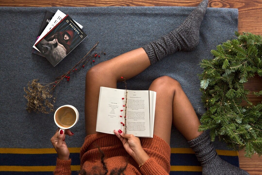 woman reading book